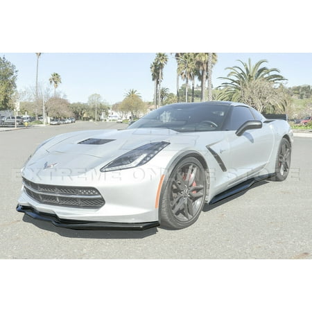 For 2014-2019 Chevrolet Corvette C7 | Z06 Performance Style ABS Plastic PAINTED CARBON FLASH METALLIC Stage 2 Front Bumper Lower Lip Splitter & Side Skirts (Best Paint For Plastic Car Parts)