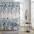 thumbnail image 3 of Ocean Turtle Shower Curtain, Retro Sea Stars Shells Blue Leaf Beige Stripes Waterproof Shower Curtain Set with 12 Hooks Lightweight Bath Curtains Fabric Bathroom Decor 72x78 Inches, 3 of 9