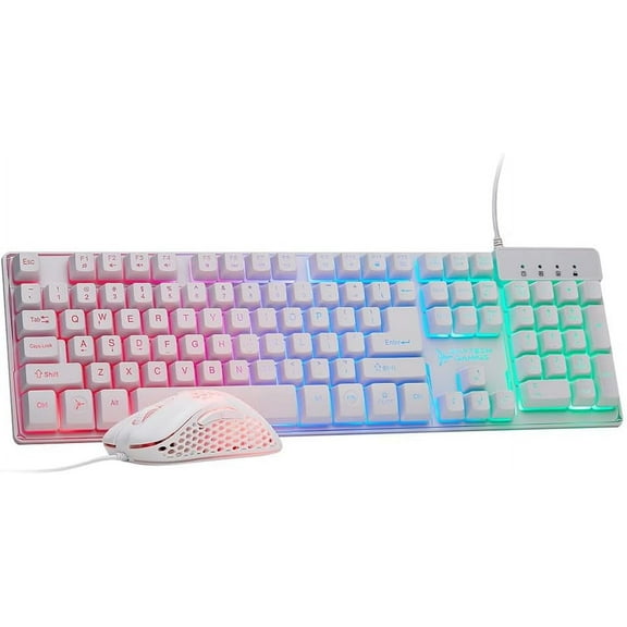 Skytech Gaming Classic RGB Gaming Mouse & Keyboard Combo, Customizable Chroma RGB Lighting, Max 6200 DPI & 104 Keys USB Wired Mouse & Keyboard, Ergonmic Comfortable Feel Design, Color White