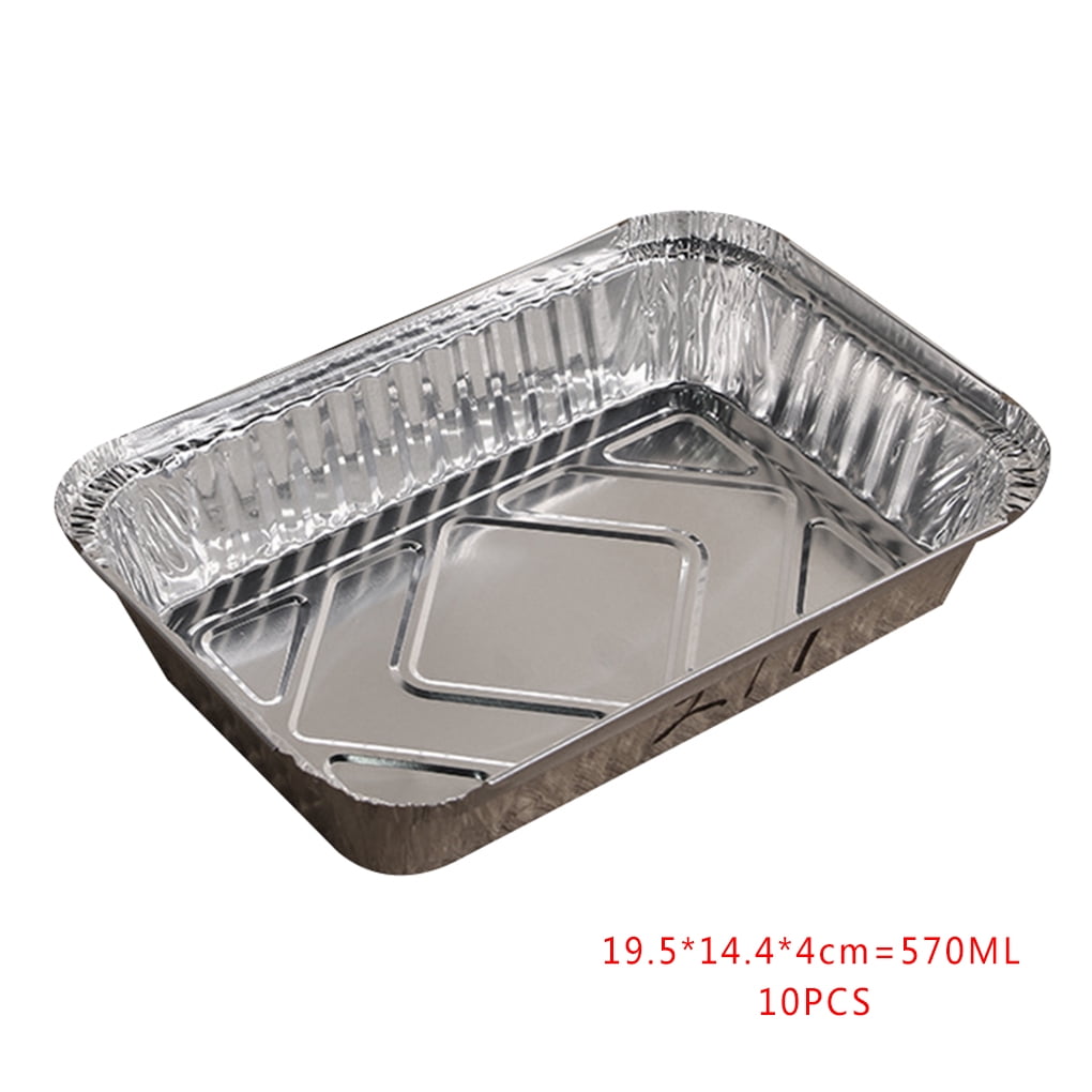 10pcs Rectangle Shaped Disposable Aluminum Foil Pan Take-out Food Containers with Aluminum Lids/Without Lid