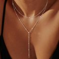 thumbnail image 2 of Collar Pancert en Capas con Cadena en Y Bañado en Plata 14k, 2 of 6