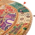 thumbnail image 3 of Stylo Culture Ethnic Round Throw Pillows Vintage Patchwork Floor Cushion Cover Beige 32x32 Large Decorative Decor Seating Tuffet Seat Pouf Cover Footstool Cotton Embroidered 1 Pc, 3 of 4
