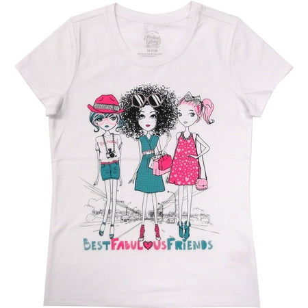 Faded Glory Girls' Short Sleeved Embellished Graphic T-Shirt - Walmart.com
