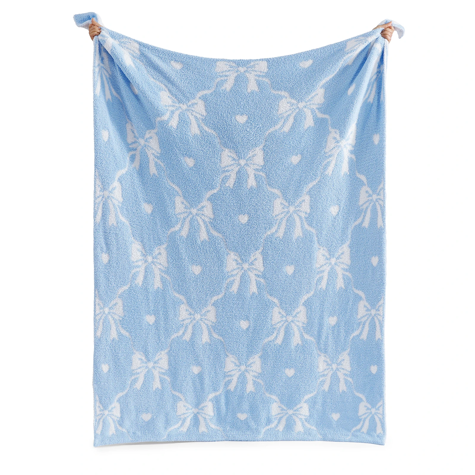 Catami Reversible Throw Blanket,Blue Bow,50*60