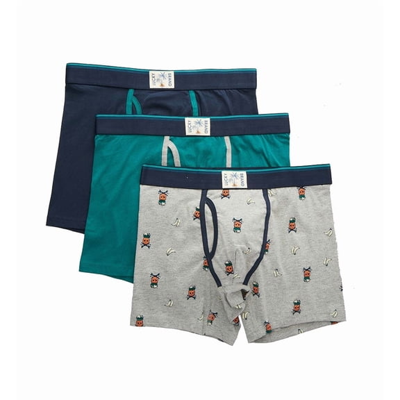 Men's Lucky 201QB07 Cotton Stretch Boxer Briefs - 3 Pack (Indigo/Grey/Bayou S)