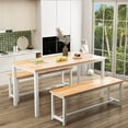 thumbnail image 3 of Cvortll Dining Table Set for 2, 43" Farmhouse Kitchen Table with 2 Wood Bench, 3-Pieces Rectangle Dinette Set for Dining Room, Breakfast Nooks, Small Space, 3 of 7