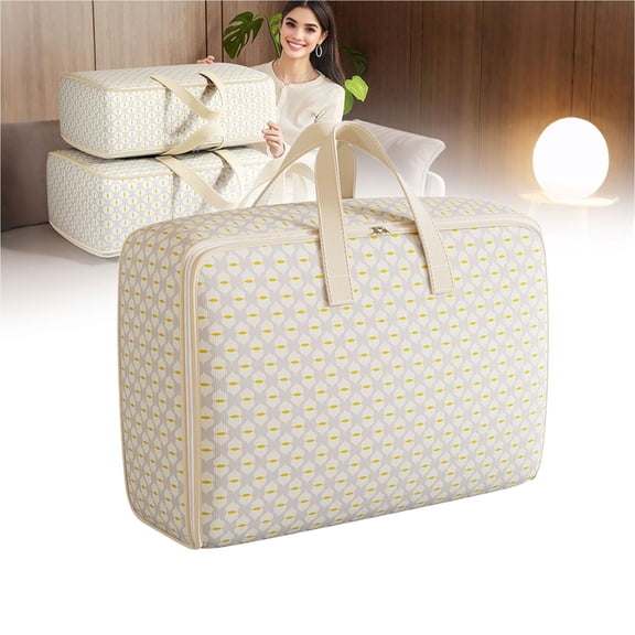 35L Large Storage Bins with Lids Non Woven Blanket Clothes Storage Bag with Double Zipper Reinforced Handles Space Saving Organizer for Closet Dorm Travel