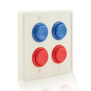 Arcade Light Switch Plate Cover, (White/Red Red,Blue Blue) Double Switch, 2-Gang Standard Size Rocker Wall Plate, Game Room Decorator, Kid Bedroom Wallplate, Faceplate Replacement