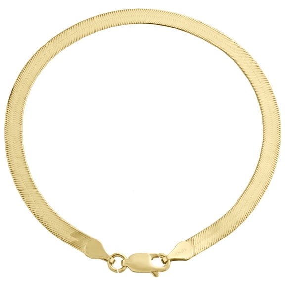 10K Yellow Gold 3.90mm Mens Solid Herringbone High Polished Bracelet 7 Inches