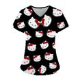thumbnail image 2 of Uniforme de Travail pour Femmes Hello Kitty Blouse à Poches Imprimée Manches Courtes Col en V Hauts Uniforme d'Infirmière Tunique de Soins de Santé, 2 of 7