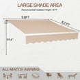 thumbnail image 6 of Ktaxon 10 x 8 Ft  Manual Retractable Patio Awning,  Adjustable Outdoor Awing Sunshade Shelter with Aluminum Alloy,  280g/m² UV & Water-Resistant Fabric for Deck, Balcony - Khaki, 6 of 8