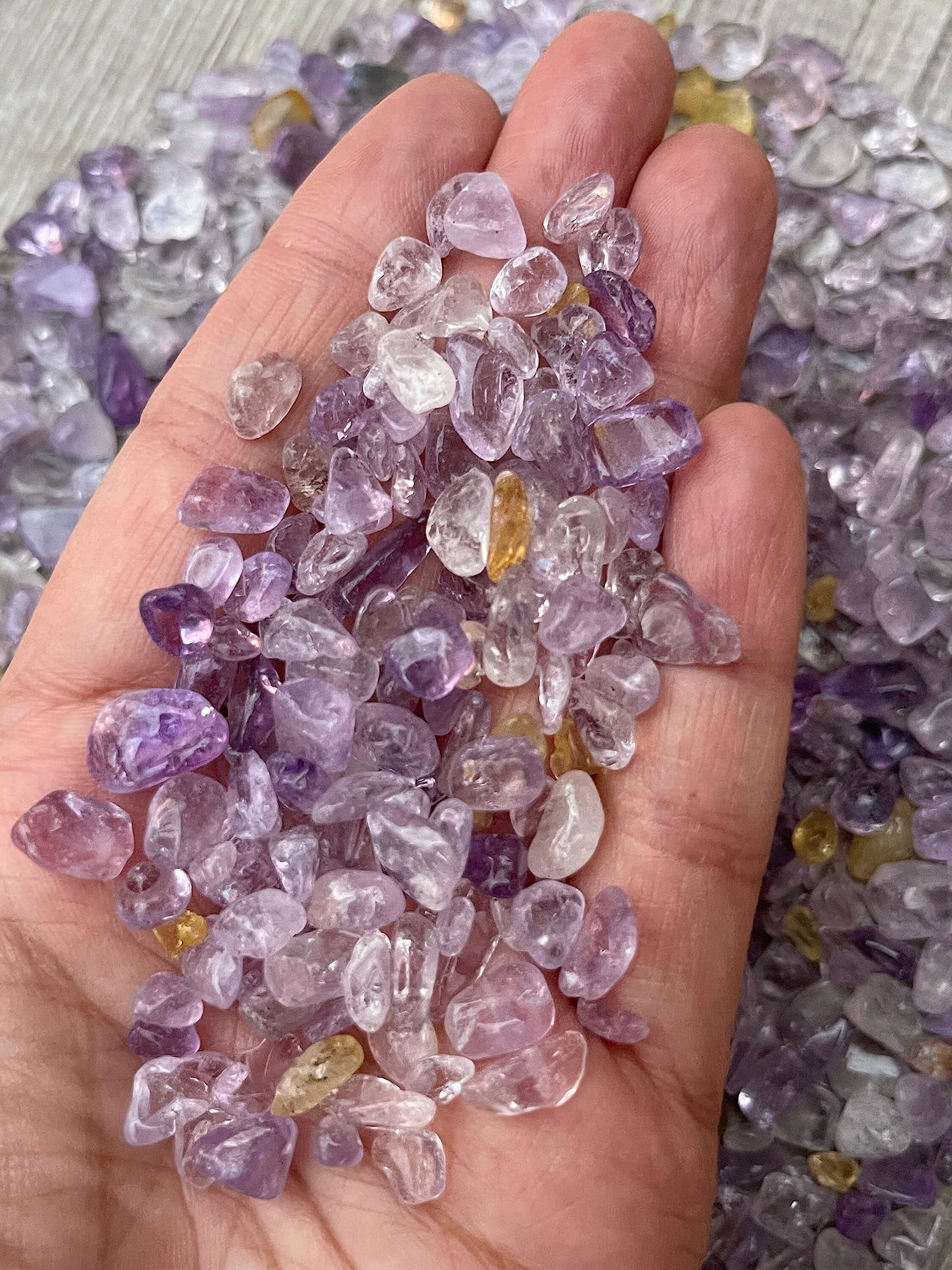 WHOLESALE Natural Semi Tumbled Ametrine Gemstone Chips, Crushed Mini Crystals, Undrilled (Ametrine, 0.5 Pound)