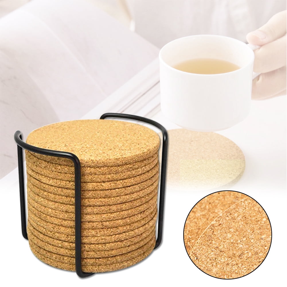 AIHOME 16 Racks Cork Coasters 10CM Cork Coasters Boxed 5MM Edging ...