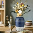 thumbnail image 2 of Decorative Ceramic Vases for Home Decor Two Tone Boho Flower Vase for Table Centerpieces Big Blue Pottery Vase Table Flowers Decor Vase Living Room Shelf Fireplace, 2 of 6