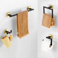 thumbnail image 3 of Matte Black Gold Bathroom Accessories Set Wall Towel Holder Roll Paper Holder Towel Ring Robe Hook Stainless Steel Hardware Set, 3 of 5