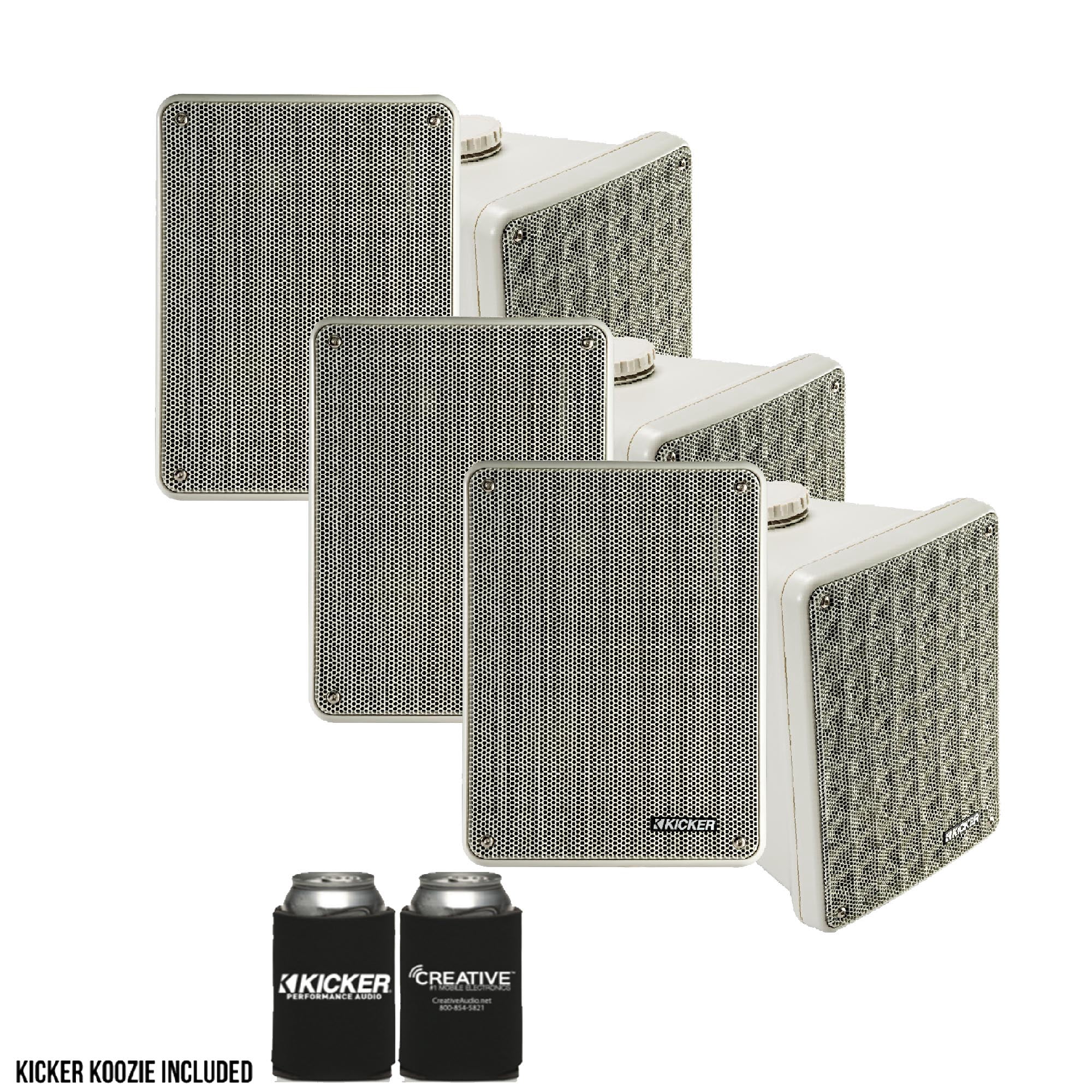 Kicker KB6 Indoor Outdoor Patio Speaker Bundle in Gray- 6 Speakers total