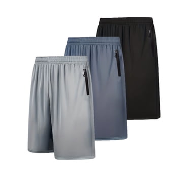 RPOVIG 3 Pack Men's Athletic Gym Shorts Basketball Hiking Pants Elastic Waistband with Zipper Pocket