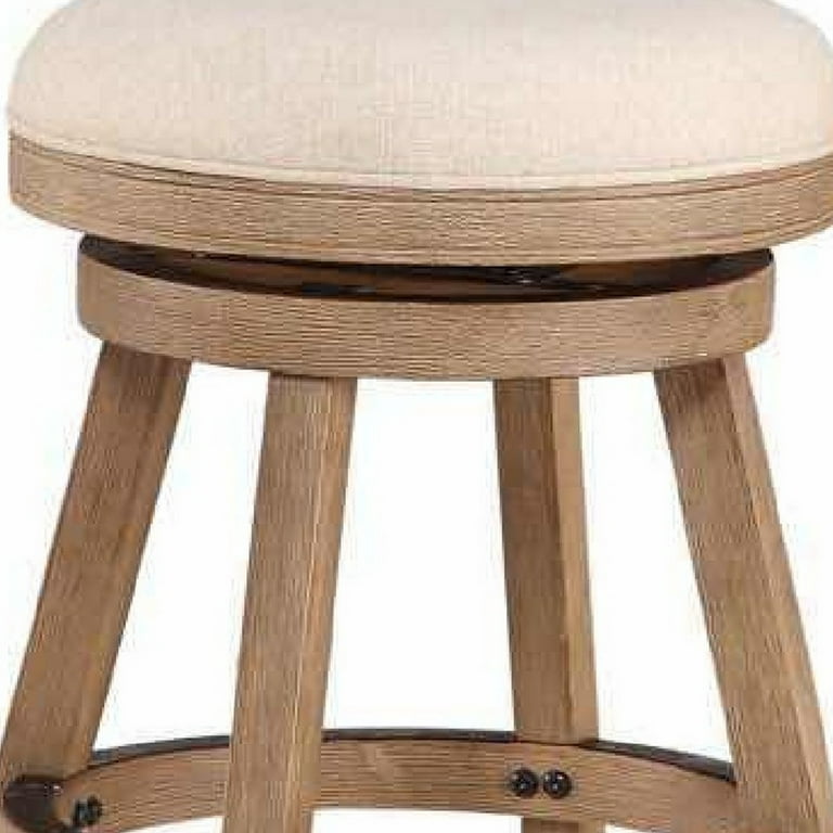 Liam 24 inch Wood Counter Stool Swivel Seat High Density Foam Cushion Ivory