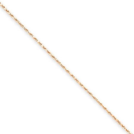 1mm, 14k Rose Gold, Diamond Cut Solid Rope Chain Necklace, 18 Inch