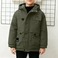 thumbnail image 1 of Parkas de manga larga, chaqueta con capucha y bolsillos para niños de tallas medianas y grandes, chaqueta tipo cárdigan., 1 of 6