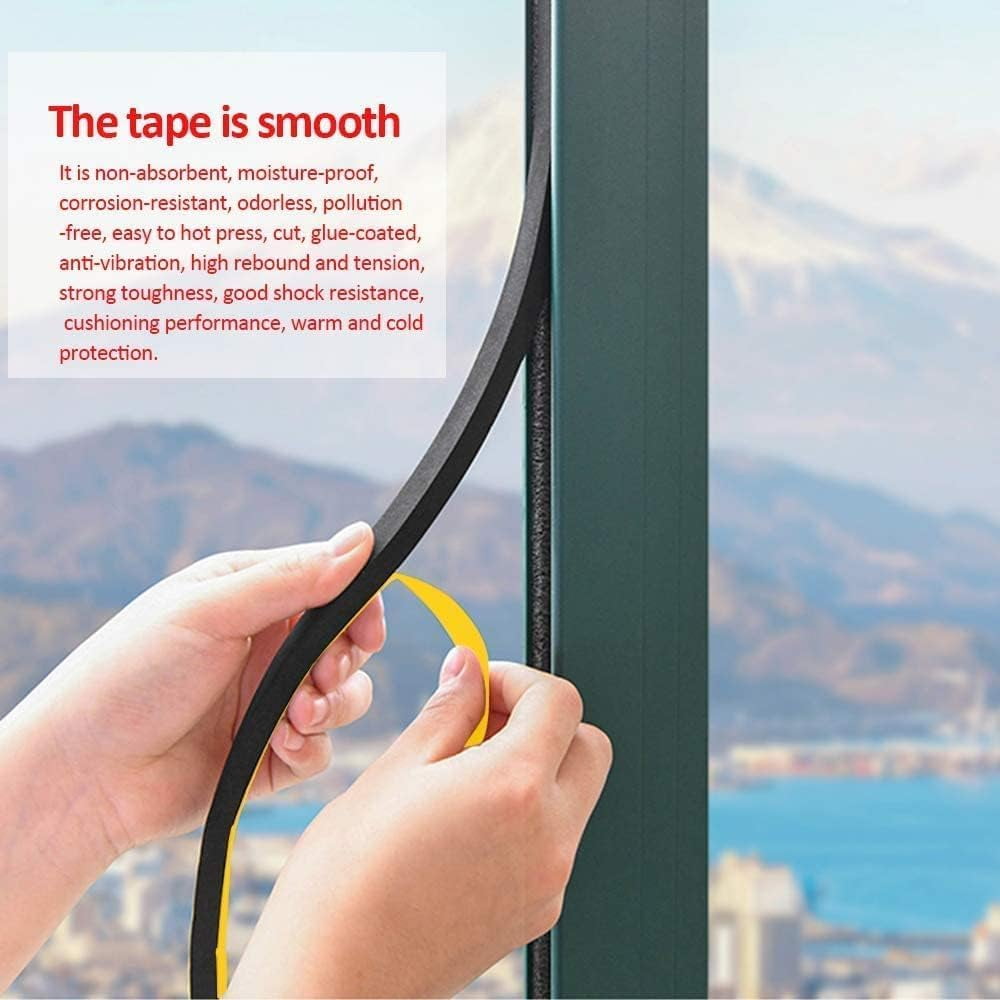 Weather Stripping Door Seal Strip Strong Adhesive Foam Insulation Tape Tape Gasket for Door and Windows (Black, 1/2 in x 1/2 in x 13Ft)