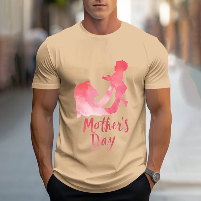 Tops para hombre, blusas y camisas de cuello redondo y manga corta para hombre, camisetas deportivas con estampados casuales para el Día de la Madre, blusas de cuello redondo y manga corta, blusas de