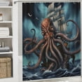 thumbnail image 6 of Orinice  Octopus Shower Curtain Nautical Sea Animal Tentacles Vintage Sailboat Bath Curtain Funny Cool Kraken Theme Bathroom Decor Set Machine Washable Waterproof Fabric  69x72, 6 of 7