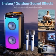JYX Karaoke Machine, Home Karaoke Party Speaker for Adults, Bluetooth Speaker with 2 Microphone, Dazzling Light