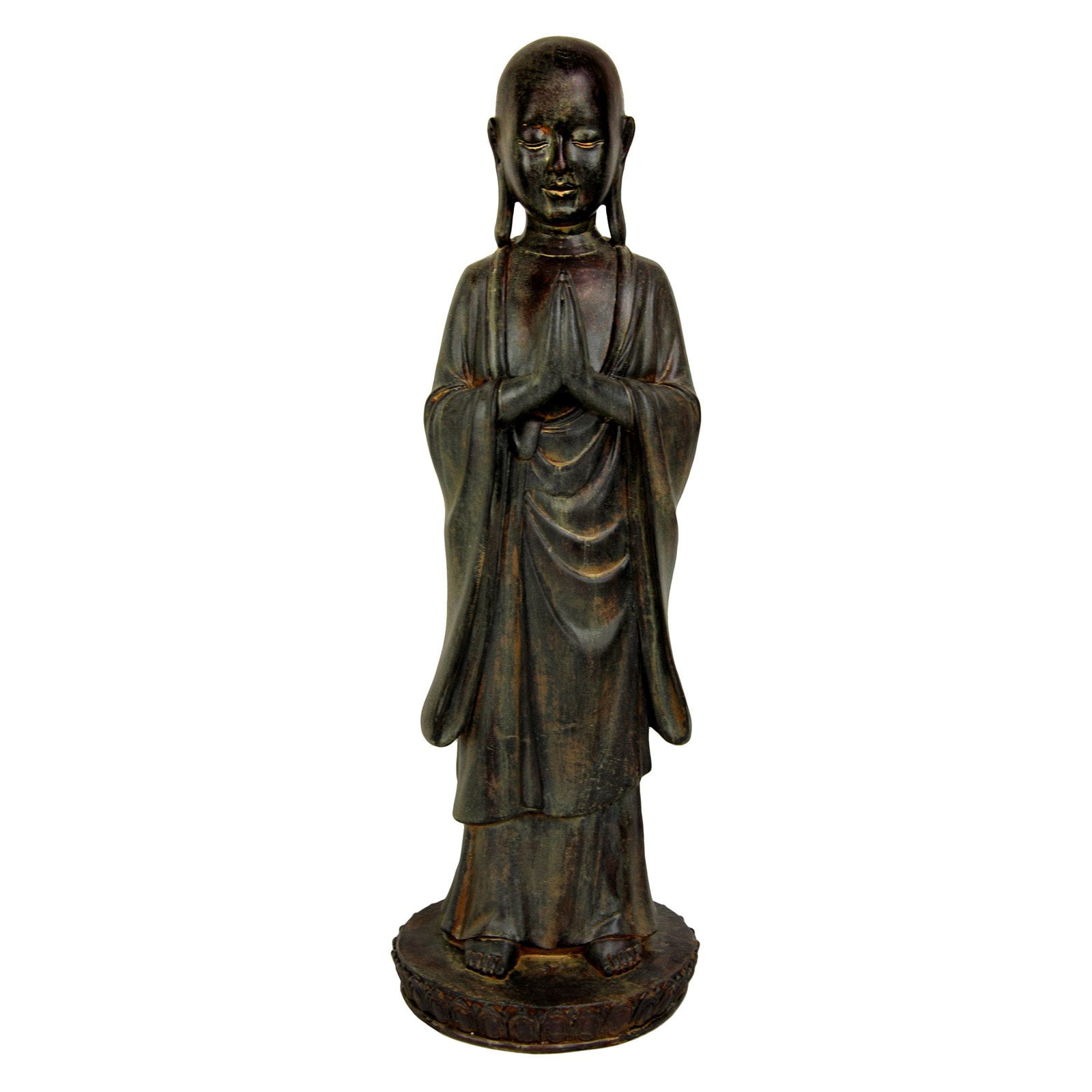Oriental Furniture 22" Standing Japanese Zen Monk Statue made of Beautiful Cast black Resin