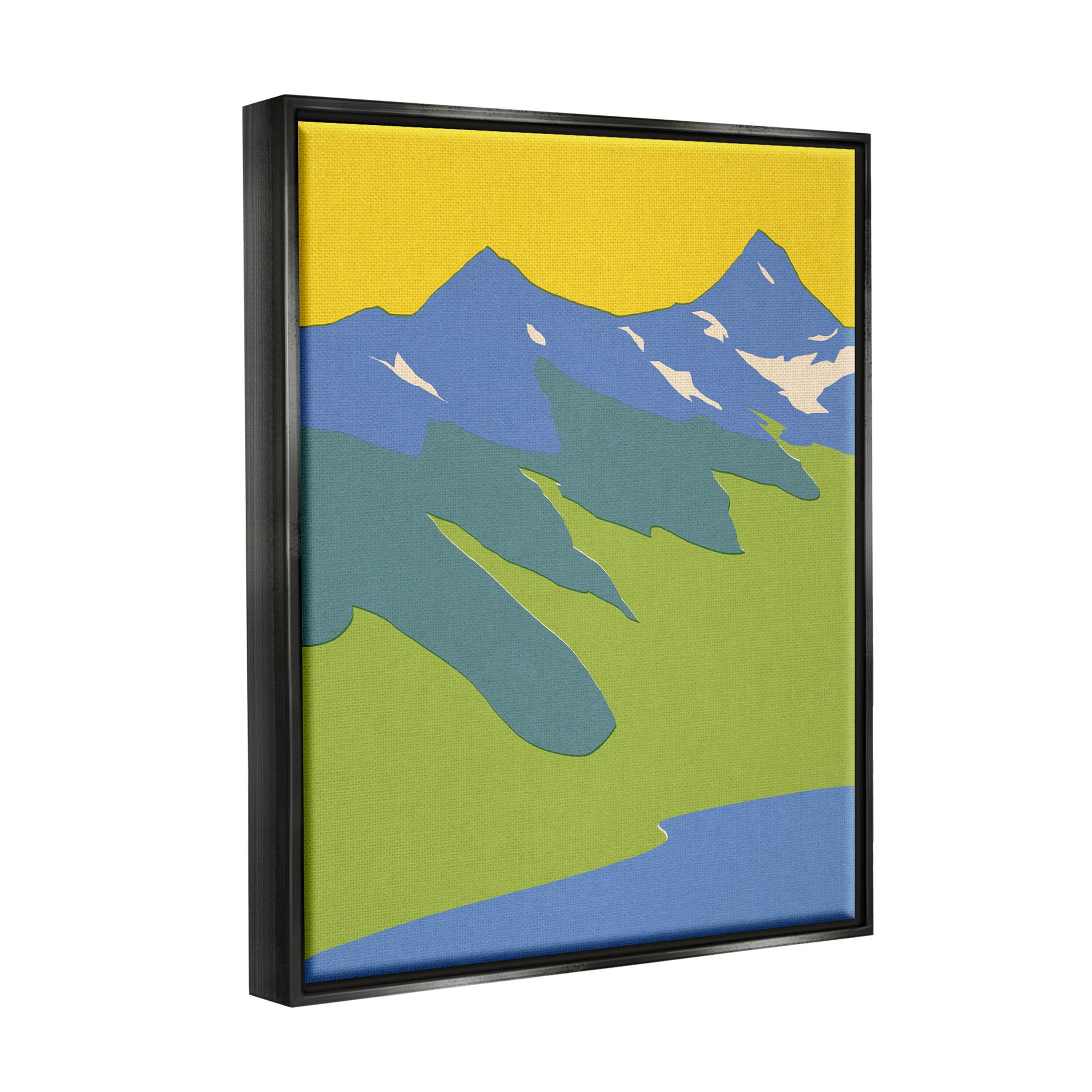 Stupell Industries Modern Seaside Mountain Range Graphic Art Jet Black Floating Framed Canvas Print Wall Art, Design by Jacob Green