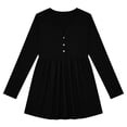 thumbnail image 7 of Women's Solid V Neck Henley Shirts Pleated Empire Waist Long Sleeve Tunic Tops Loose Flowy Work Shirts Soft Casual Fall Peplum Blouses Black, 7 of 7