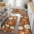 thumbnail image 2 of Brown Daisy Flower Floral Pattern Kitchen Rugs Sets Of 3,Kitchen Runner Rugs Non Skid Washable,Decorative Kitchen Floor Mats for Kitchen,Sink,Laundry,17"x30"+ 17"x47" + 17"x59", 2 of 6