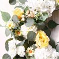 thumbnail image 3 of Corona de hortensias artificiales con hojas de eucalipto verde, corona de flores falsas para la pared de la puerta de entrada como se muestra, como se muestra, 3 of 5