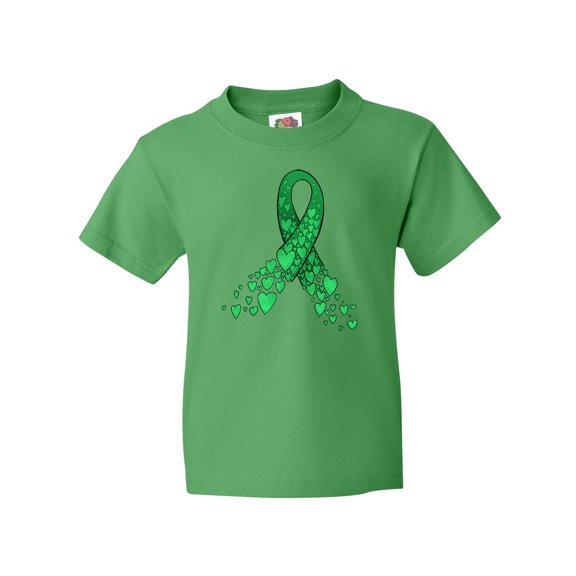 Inktastic Cerebral Palsy Awareness- Green Ribbon Made of Hearts Youth T-Shirt