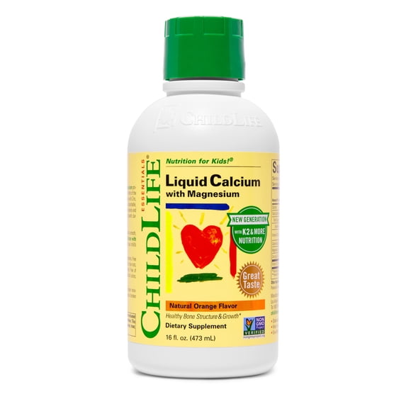 ChildLife | Calcio líquido con magnesio, Sabor a naranja natural, 474 ml (16 oz)