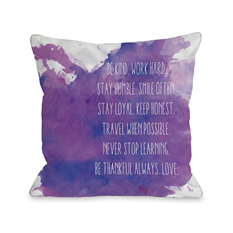One Bella Casa Be Kind Work Hard Inkblot Throw Pillow By Obc 18 X 18 Purple Walmart Com Walmart Com