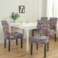 thumbnail image 2 of Chair Covers for Dining Room Set of 4, Stretch Washable Polyester Kitchen Slipcovers Featuring Artistic, Rustic, Boho Chic, Nordic Style, Vintage Patterns with Removable Protector, 2 of 7