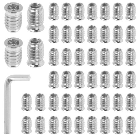 

Daruoand 50Pcs Threaded Inserts M6/M8 20mm Zinc Alloy Nut Inserts Wear Resistant Screw-in Nuts with Hex Wrench Woodworking Tool for Hardwood Softwood Composite Board