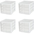 thumbnail image 2 of Sterilite 3 Drawer Plastic Storage Unit - White Frame, Clear Drawers - 4 Pack, 2 of 6