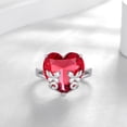 thumbnail image 2 of Juwaliy Women Heart Ring 925 Sterling Silver Butterfly July Birthstone Ruby Red Solitaire Ring Jewelry Mother Birthday Valentine's Day Gift, 2 of 9