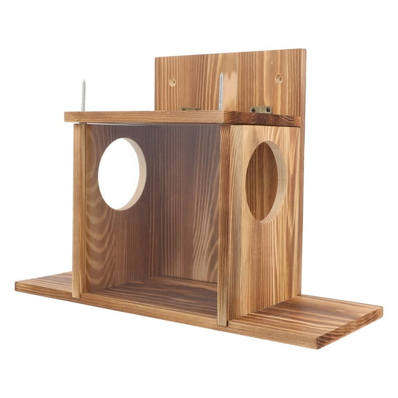 RENACLIPY Wooden Outdoor Squirrel Feeder with Food Container, Assorted Colors, and Easy to Clean Wildlife Bird Feeder