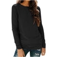 thumbnail image 1 of Blusa de manga larga con cobertura informal de moda sólida con cuello redondo para mujer Fridja fksj423, 1 of 6