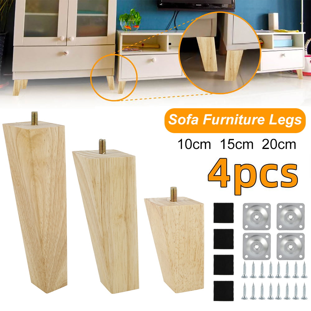 4x Wooden Furniture Legs Pads Replacement Sofa Foot Stool Couch Cabinet CA NEW 
