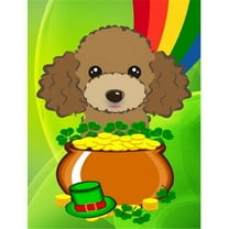 Caroline's Treasures BB2000GF Chocolate Brown Poodle St. Patrick's Day Flag Garden Size , Small, multicolor