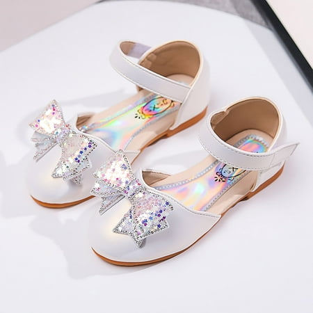 

Aayomet Girls Baby Princess Shoes Star Sequin Rhinestone Bow Sandals Dancing Shoes Pearl Little Girls Sandals Size 13 White 11.5