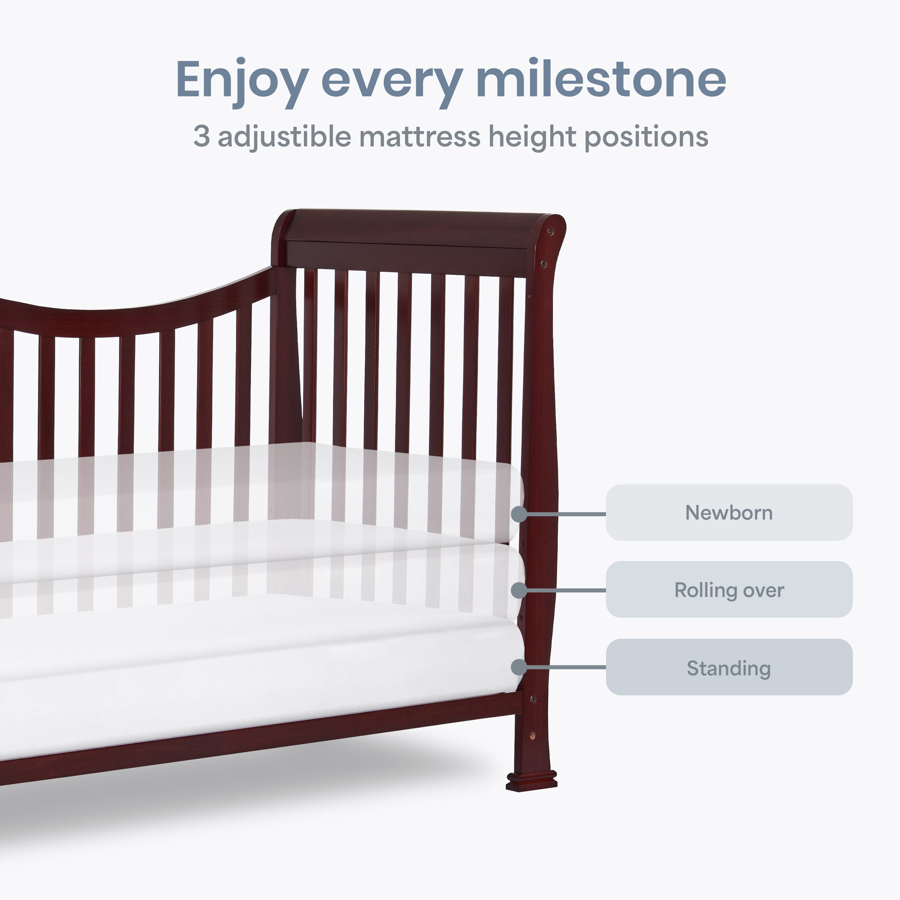 Dream On Me Violet 7-in-1 Convertible Crib Cherry