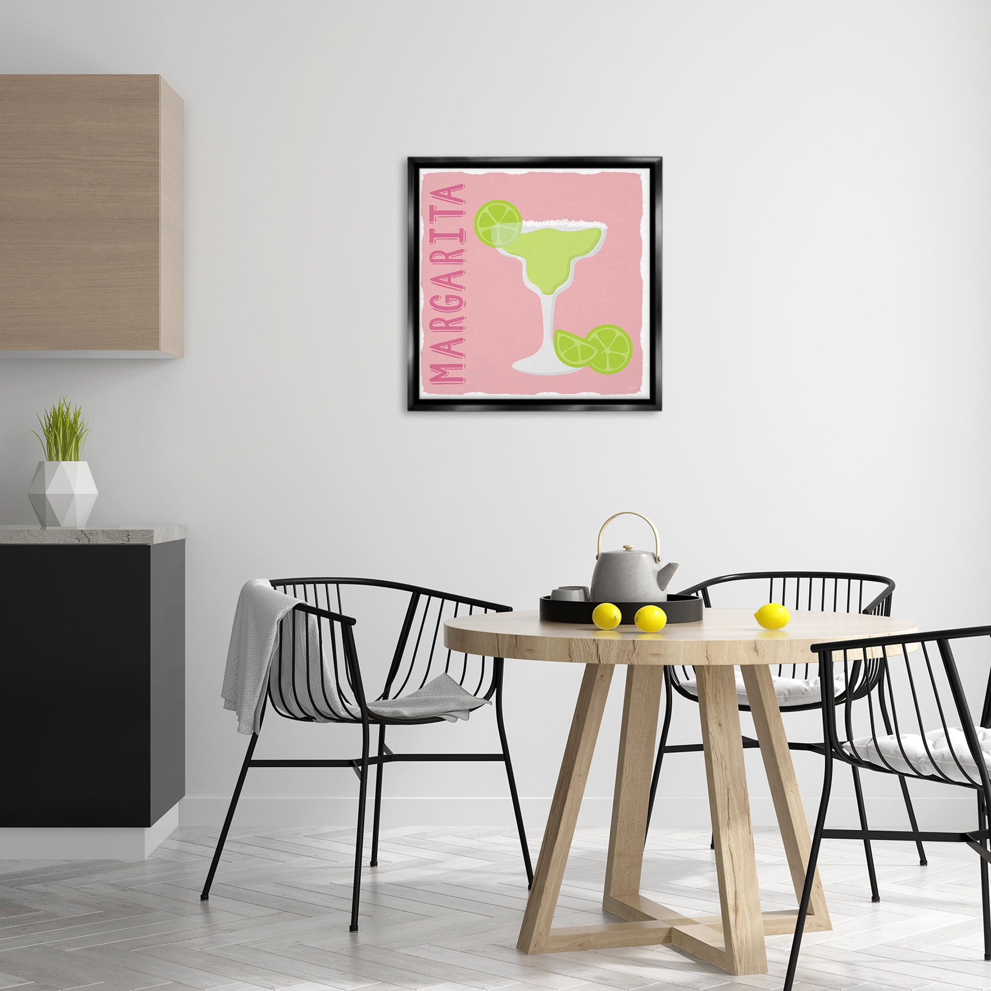 Stupell Industries Margarita Cocktail with Limes Food & Beverage Painting Black Floater Framed Canvas Art Print Wall Art, 25 x 25