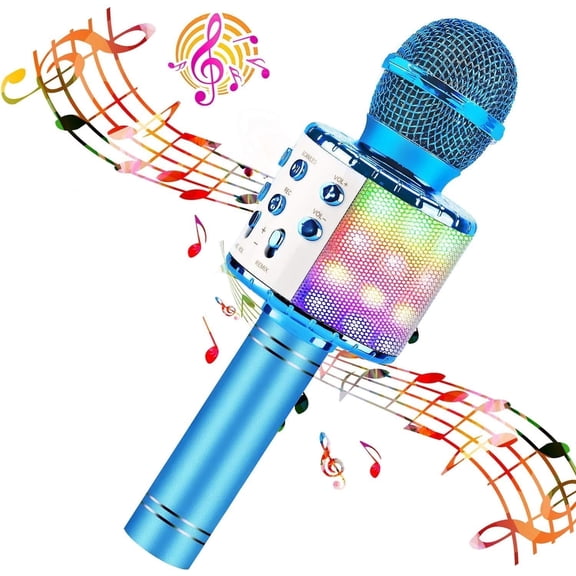 Karaoke Microphone for Kids,4 in 1 Wireless Portable Handheld Microphone Karaoke Machine for Christmas Home Birthday Party, Voice Disguiser Karaoke Microphone