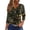 Army Green, variant on Women's Button Front V-Neck Tunic Top 3/4 Sleeve Floral Printed Tee with Ribbed Texture Detail Casual Shirt for Weekend Outings,Green 2XL