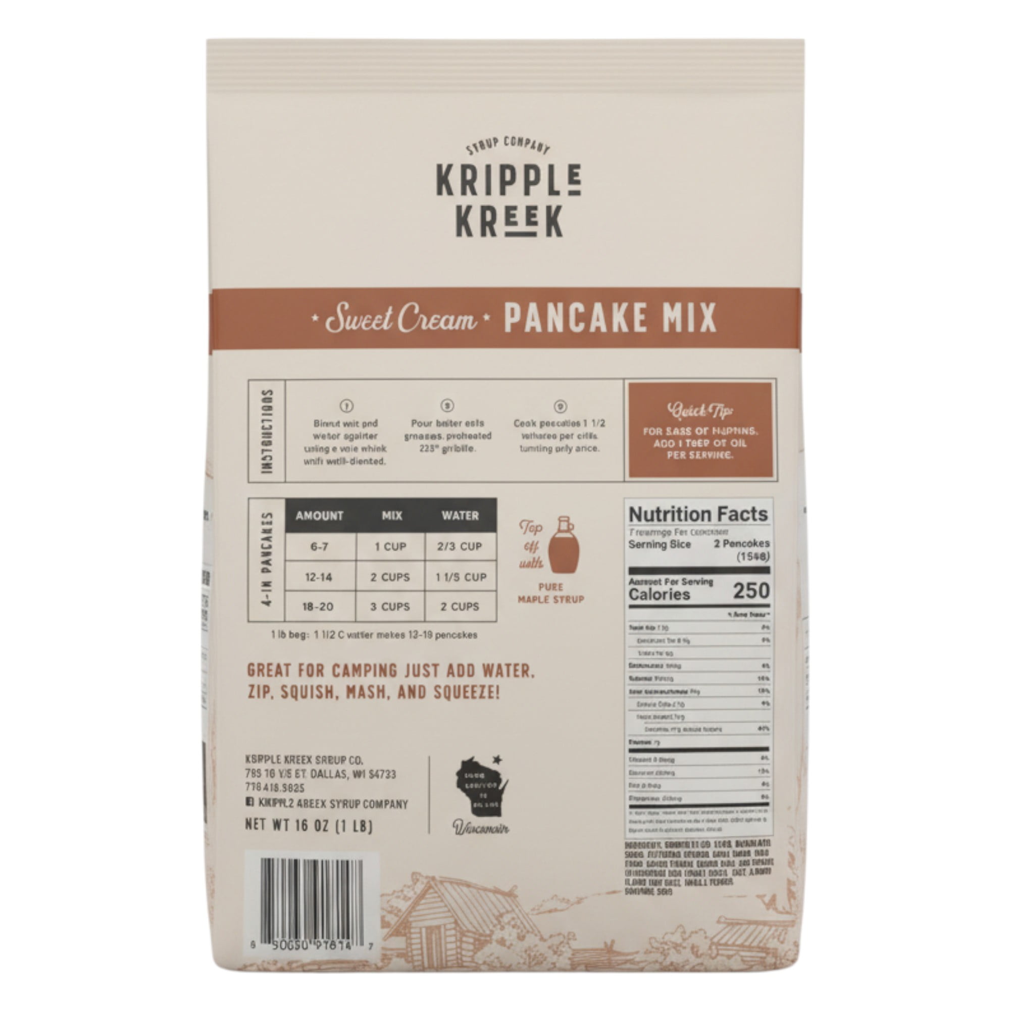 Kripple Kreek Pancake Mix & Pure Maple Syrup Breakfast Set, Sweet Cream Pancake Mix 1 lb + 100% Pure Maple Syrup 8 oz